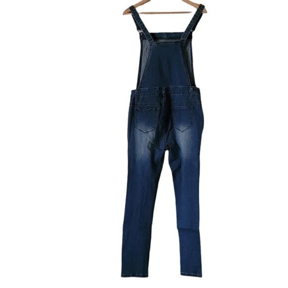 Skinny Denim Overalls Distressed Ripped Jeans - Picture 11 of 15